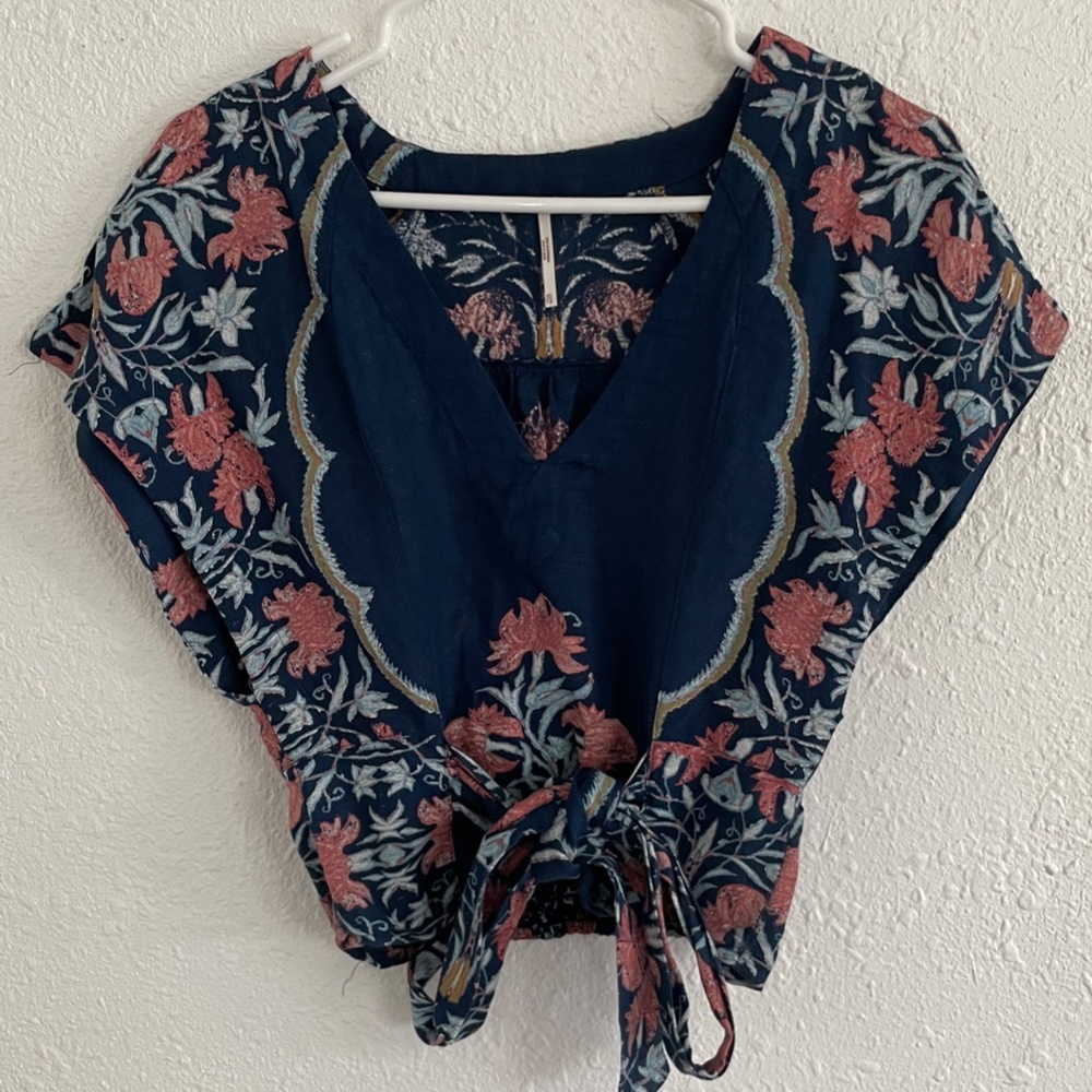 Free People Floral Cropped Top, Size XS